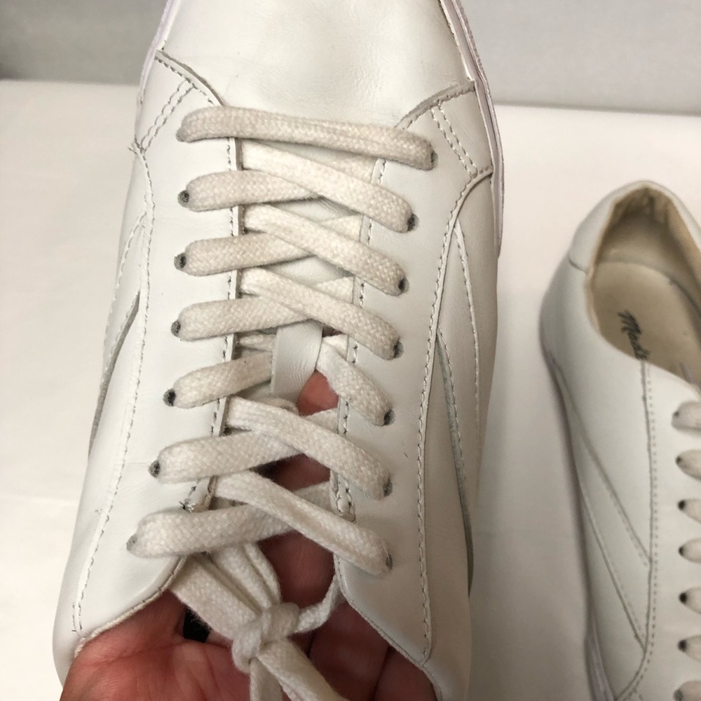 SIDEWALK LOW TOP SNEAKERS 👟 Madewell leather White 7.5 women great shape - Picture 11 of 14